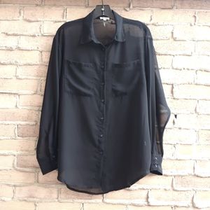 Buffalo David Bitton Sheer Black Button Down Shirt